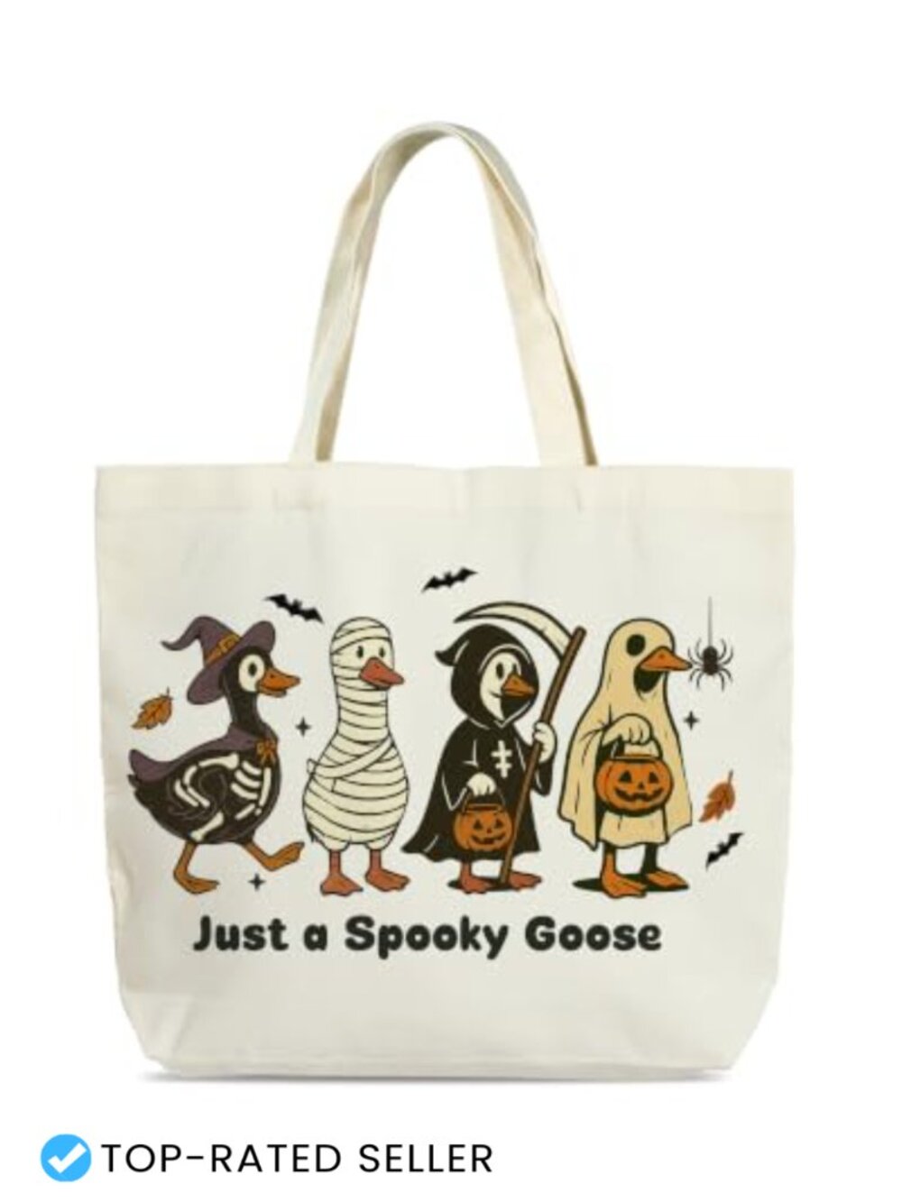 Halloween Skull Canvas Tote Bag - Reusable Large Shoulder Bag